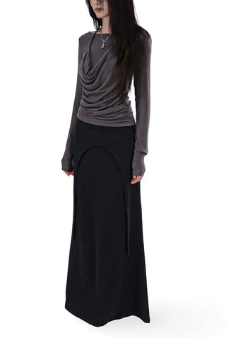 MALE HALTER DRAPE LAYERED LONG SLEEVE TOP