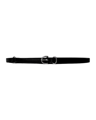 Two-Double Ring Strap Slim Long Two-Line Belt