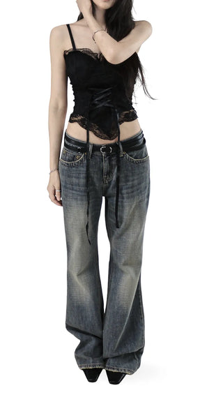 Two-Double Ring Strap Slim Long Two-Line Belt