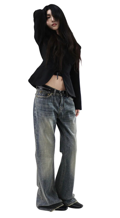 Two-Double Ring Strap Slim Long Two-Line Belt