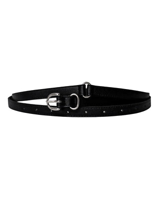Two-Double Ring Strap Slim Long Two-Line Belt