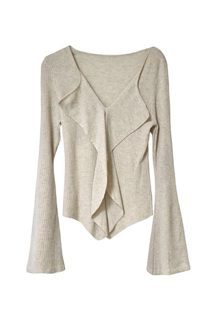 ROMANTIC BENZIE FRILL MUFFLER V-NECK KNITWEAR