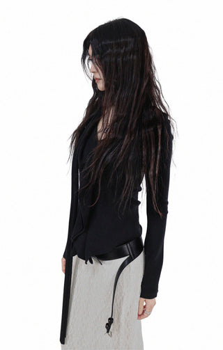 CLING LACE SEE-THROUGH SILHOUETTE UNBALANCED SKIRT