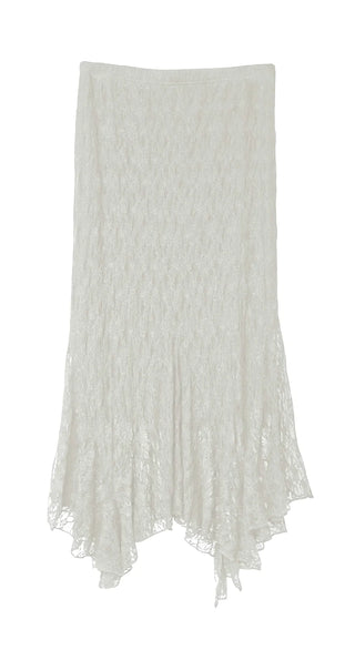 CLING LACE SEE-THROUGH SILHOUETTE UNBALANCED SKIRT