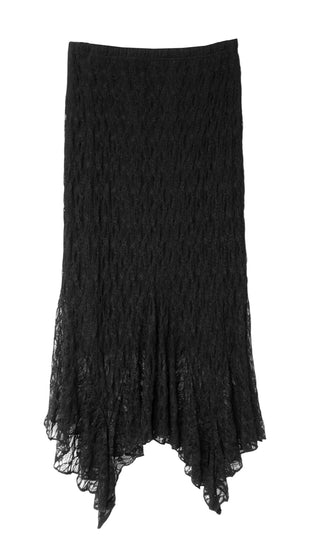 CLING LACE SEE-THROUGH SILHOUETTE UNBALANCED SKIRT