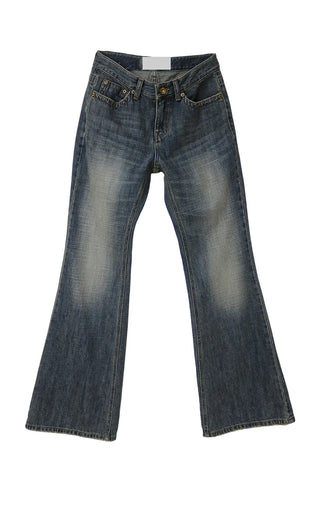 SEED LOW VINTAGE STITCH SLIM WIDE BOOTCUT JEANS