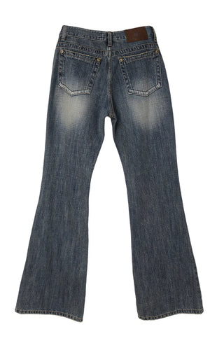 SEED LOW VINTAGE STITCH SLIM WIDE BOOTCUT JEANS