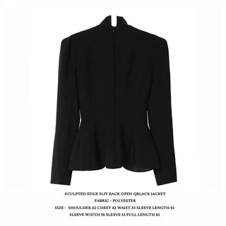 SCULPTED EDGE SLIT BACK OPEN BLACK JACKET