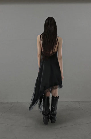 SLASH STUD STELLETTO SHIRRING WESTERN LONG BOOTS