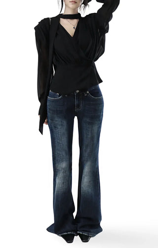 LE LANG PROJECT CHIFFON SCARF NECK DRAPE BLOUSE