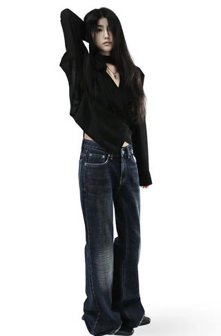 LE LANG PROJECT CHIFFON SCARF NECK DRAPE BLOUSE