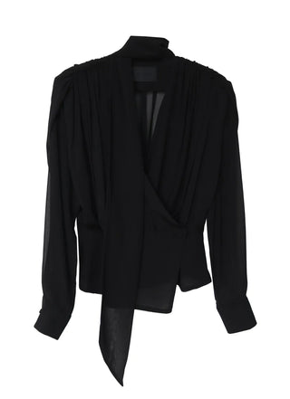LE LANG PROJECT CHIFFON SCARF NECK DRAPE BLOUSE