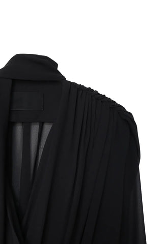 LE LANG PROJECT CHIFFON SCARF NECK DRAPE BLOUSE