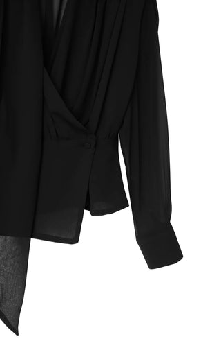 LE LANG PROJECT CHIFFON SCARF NECK DRAPE BLOUSE