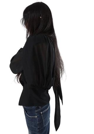 LE LANG PROJECT CHIFFON SCARF NECK DRAPE BLOUSE