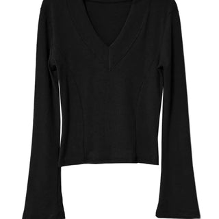 LEAD INCISION LINE V-NECK BASIC TOP