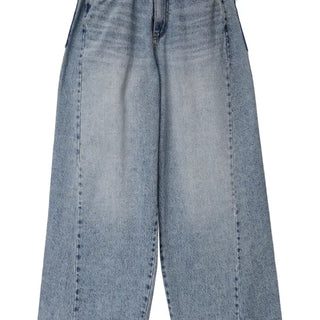 CURVED CUT DOUBLE BACK POCKET WIDE DENIM