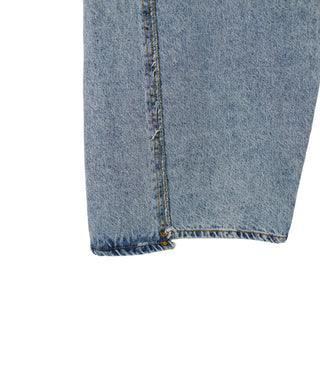 CURVED CUT DOUBLE BACK POCKET WIDE DENIM