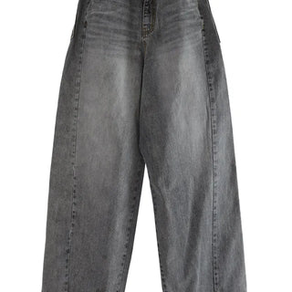 CURVED CUT DOUBLE BACK POCKET WIDE DENIM