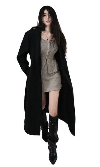 SETUP HOOK KNIT CURVED KNIT TOP SKIRT TWO PIECE