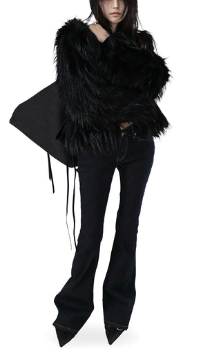 Elastic U-neck Slim Fit Cropped Knit Top