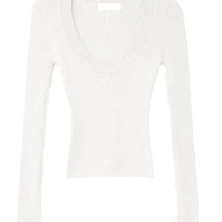 Elastic U-neck Slim Fit Cropped Knit Top