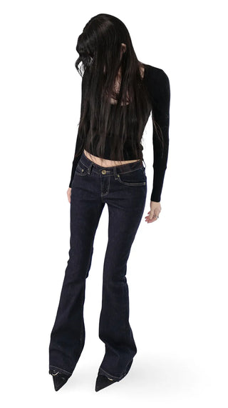 Elastic U-neck Slim Fit Cropped Knit Top