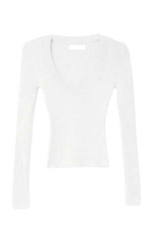 Elastic U-neck Slim Fit Cropped Knit Top