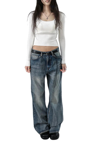 Elastic U-neck Slim Fit Cropped Knit Top