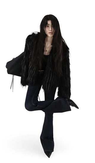 Deep Curved Low-Rise Stitch Dark Denim Bootcut Denim Jeans