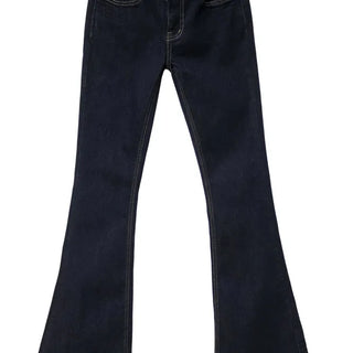 Deep Curved Low-Rise Stitch Dark Denim Bootcut Denim Jeans