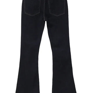 Deep Curved Low-Rise Stitch Dark Denim Bootcut Denim Jeans