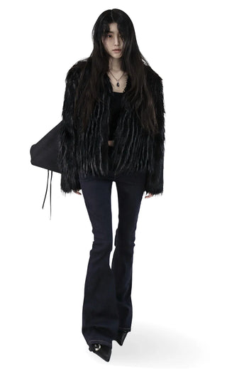 Deep Curved Low-Rise Stitch Dark Denim Bootcut Denim Jeans