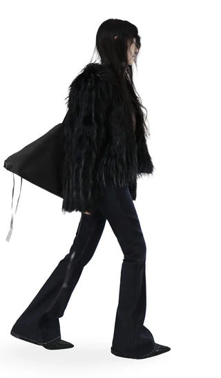 Deep Curved Low-Rise Stitch Dark Denim Bootcut Denim Jeans