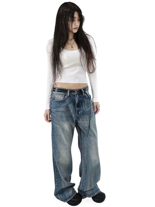 Hip Fade Low Rise Semi-Wide Dark Deep-Washed Bootcut