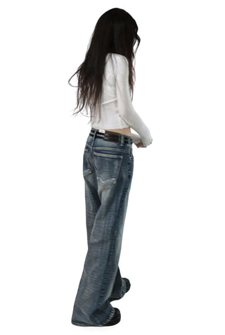 Hip Fade Low Rise Semi-Wide Dark Deep-Washed Bootcut