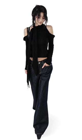 REFINE LOW RISE NONFADE SEMI BOOTCUT DENIM PANTS