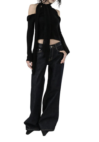 REFINE LOW RISE NONFADE SEMI BOOTCUT DENIM PANTS