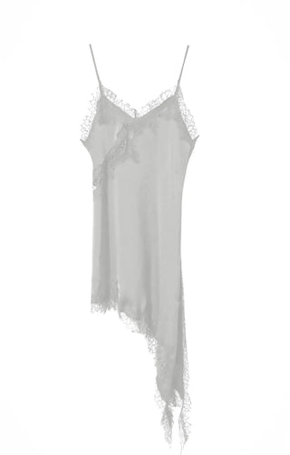 SERENE SATIN ASYMMETRIC LACE SLIP DRESS