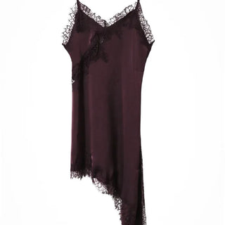 SERENE SATIN ASYMMETRIC LACE SLIP DRESS