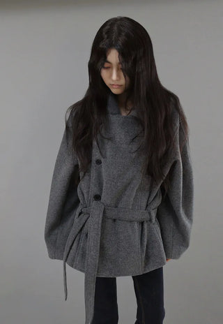 Muss Structured Double Two-Way Half Wool Coat