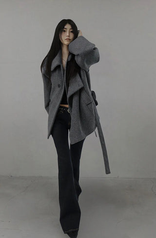 Muss Structured Double Two-Way Half Wool Coat