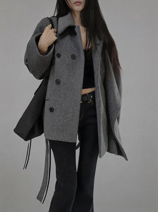 Muss Structured Double Two-Way Half Wool Coat