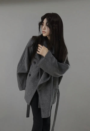 Muss Structured Double Two-Way Half Wool Coat