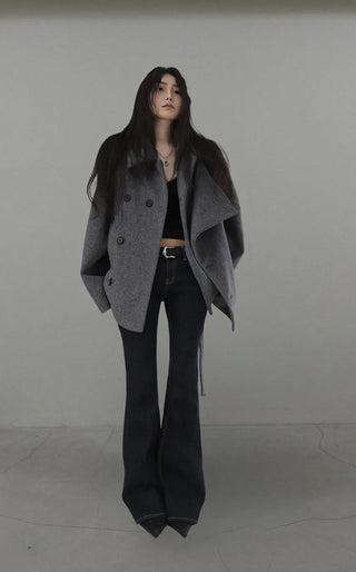 Muss Structured Double Two-Way Half Wool Coat