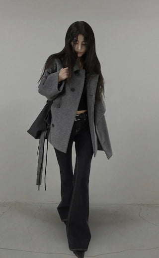 Muss Structured Double Two-Way Half Wool Coat
