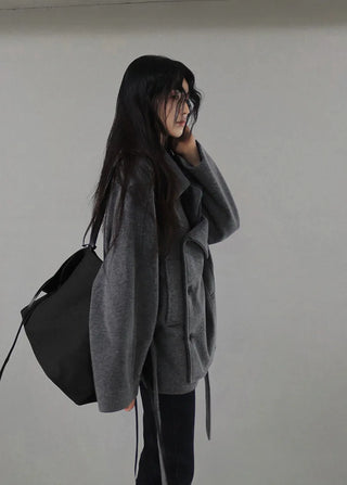 Muss Structured Double Two-Way Half Wool Coat