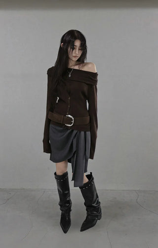 GER MINI FREE UNBALANCED BUNDLED WRAP SKIRT