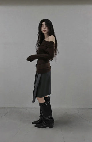 GER MINI FREE UNBALANCED BUNDLED WRAP SKIRT