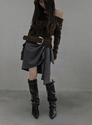 GER MINI FREE UNBALANCED BUNDLED WRAP SKIRT